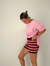 Striped knitted bike shorts