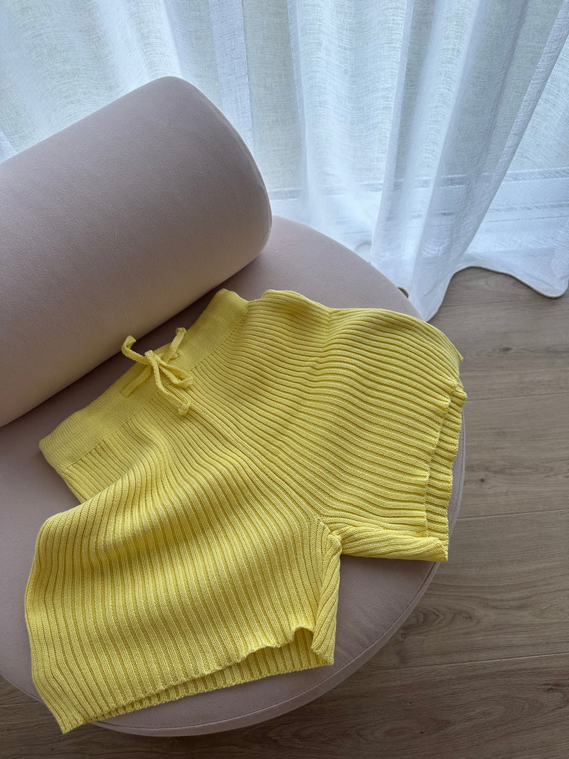 Yellow Knit Shorts