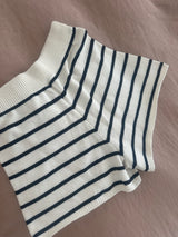 Cream & Black Stripe Shorts